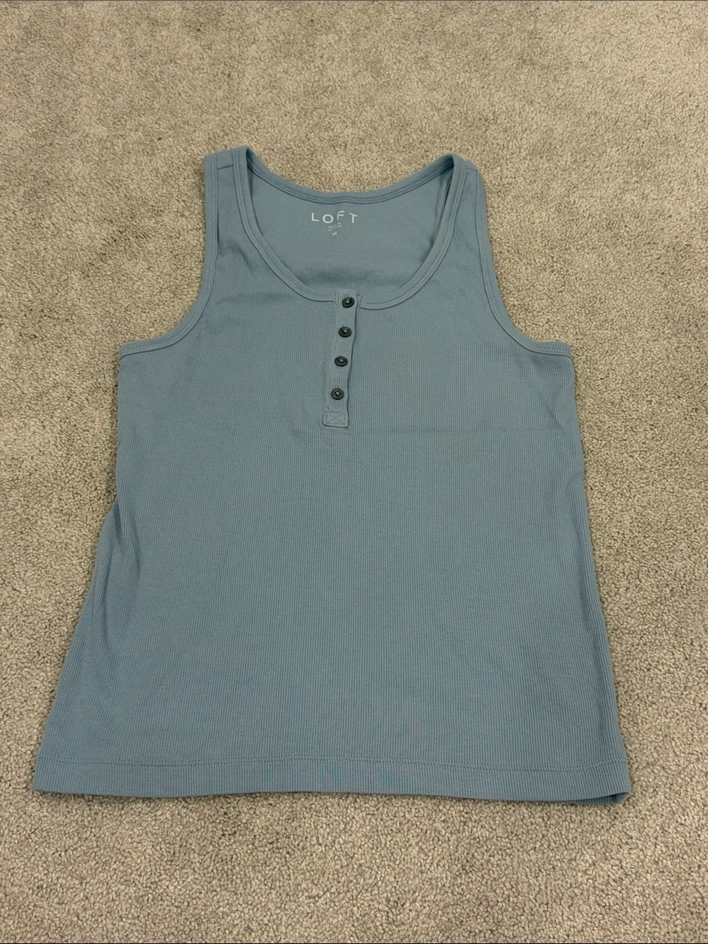 LOFT Slate Blue Ribbed Henley Tank